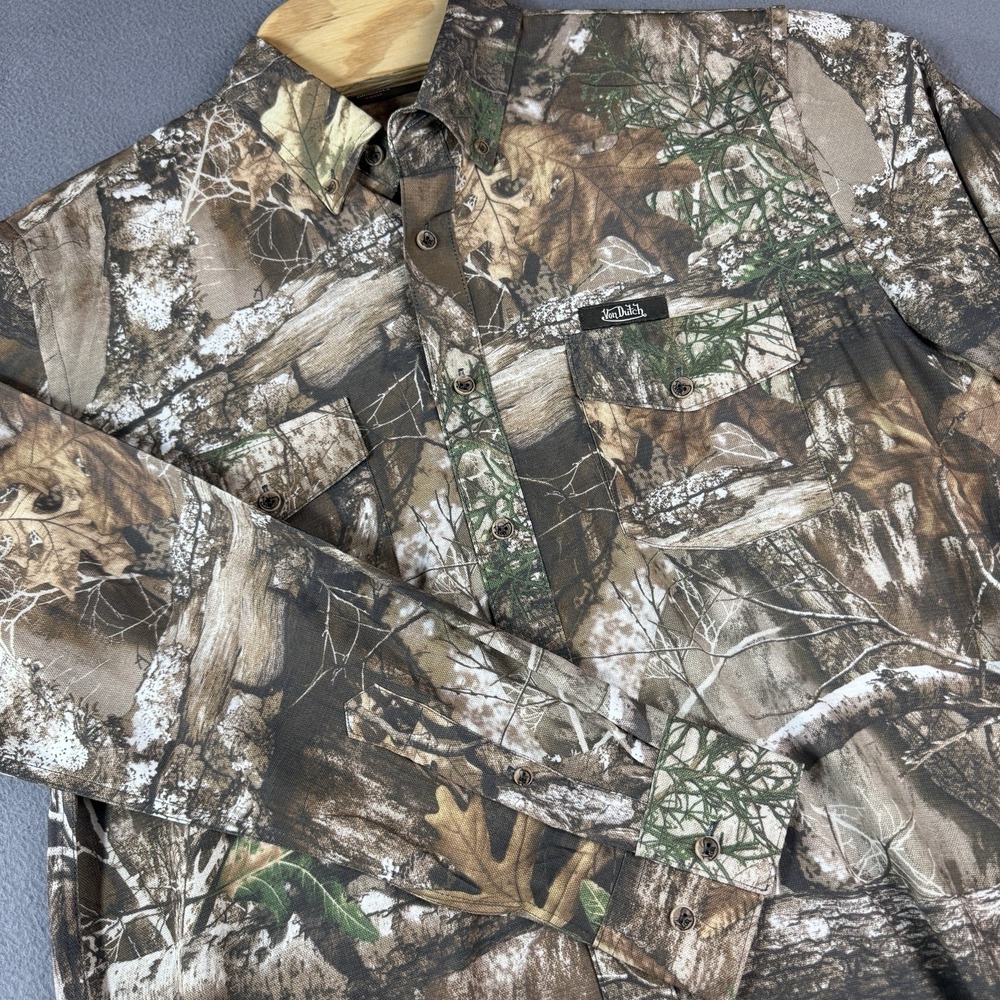 Von Dutch Originals Camo Shirt Mens L Camouflage Hunting Long Sleeve Lightweight